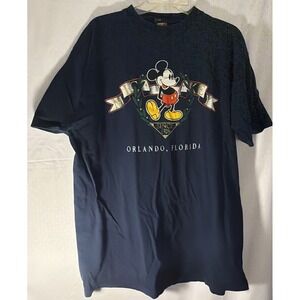 Vintage‎ Mickey Mouse Unlimited Shirt Adult XL/XXL Blue Orlando Florida USA MADE